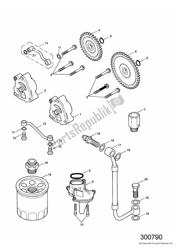 Todas as partes de Sistema De Lubrificação do Triumph America Carburettor 790 2002 - 2007